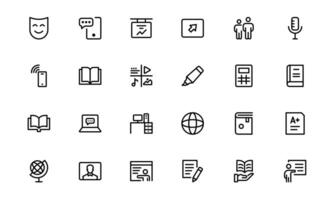 Education Icon Set packs . Modern and Minimalist Icons for Learning, Teaching, Schools, and Digital Educational Tools vector