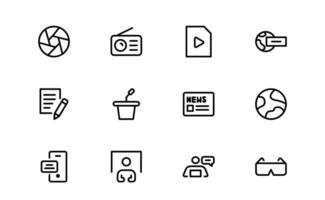 Minimalist Mass Media Icon set for News Outlets, Media Campaigns, and Broadcasting Design Systems vector