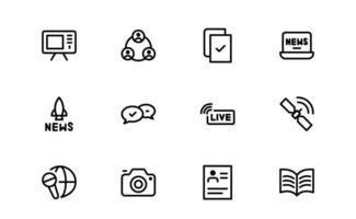 Minimalist Mass Media Icon set bundle up. Perfect for News Outlets, Media Campaigns, and Broadcasting Design Systems vector