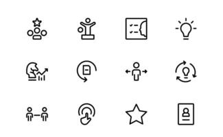 Modern Teamwork Icon Set bundle up. Professional and Minimalist Vectors for Collaboration, Team Building, and Office Projects in Outline