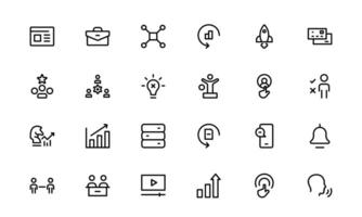 Modern Teamwork Icon Set pack. Professional and Minimalist Vectors for Collaboration, Team Building, and Office Projects in Outline Style.