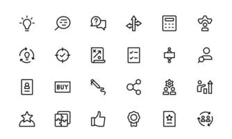 Modern Teamwork Icons pack. Professional and Minimalist Vectors for Collaboration, Team Building, and Office Projects in Outline Style.