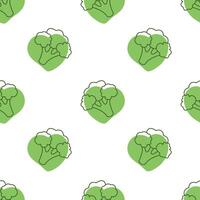 Broccoli pattern and green heart shape, healthy organic food, bio concept, vegan, vegetarian. Healthy vibe. Packaging, wallpaper, wrapper, background. vector