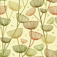 Seamless pattern with umbel flowers and flying seeds in pastel color vector