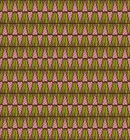 Seamless Escher style tessellation pattern with hand drawn pink carrots and bright green leaves on beige background vector
