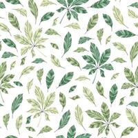 Seamless pattern with tropical leaves in flat style. Endless texture with palm leaves. Botanical background for fabric, wallpaper, wrapping paper, scrapbooking etc vector