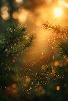 A spider web is shown in the background of a tree photo