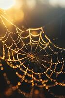 A spider web with water droplets on it photo