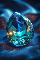 A diamond is shown on a blue background photo