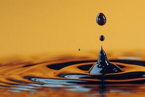 A drop of oil is falling into a pool of water photo