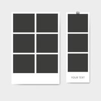 Instant photo booth strip, blank frames, nostalgic snapshots. vector
