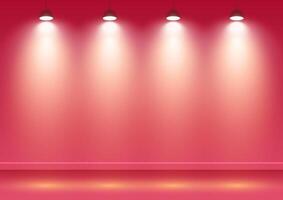 Display background with spotlights shining down onto pink wall vector