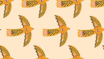 Spring seamless pattern with dove of peace. Summer illustration for fabric, cover, textiles vector