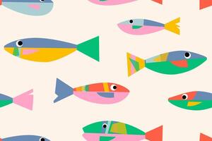 Seamless fish pattern in suprematism style. abstract background for fabric, wrapping, print and cover vector