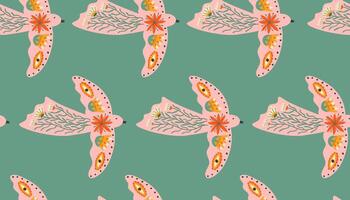 Seamless pattern with dove and flowers. Abstract print for fabric, cover, paper vector