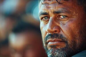 A man with a beard and a teary eye photo