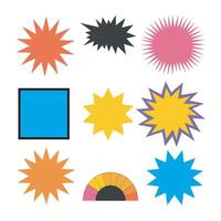A set of different colored stars and suns vector