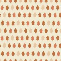 Autumn seamless pattern with oak leaves, minimalistic fall pattern vector