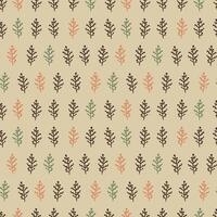 Botanical seamless pattern of forest plants with twigs and leaves vector