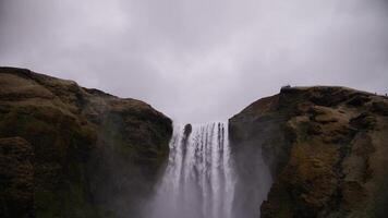 Skogafoss Waterfall Flowing in Iceland video