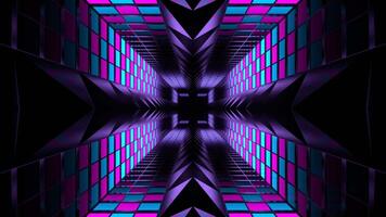 Cyan and Pink Neon Checkerboard on Spikes Background VJ Loop in 4K video