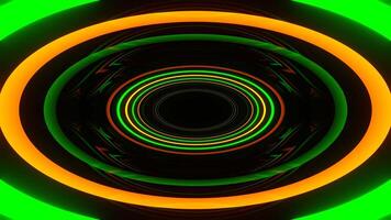 Green and Orange Pulsing Ellipse Mirror Tunnel Background VJ Loop in 4K video