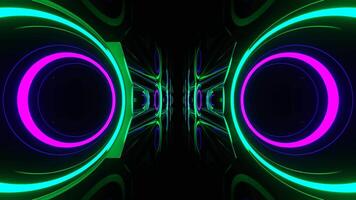 Purple and Turquoise Neon Flashing Rings in Reverse Tunnel Background VJ Loop in 4K video