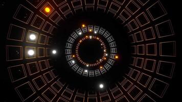 Orange and White Strobe in Neon Square Elements Tunnel Background VJ Loop in 4K video