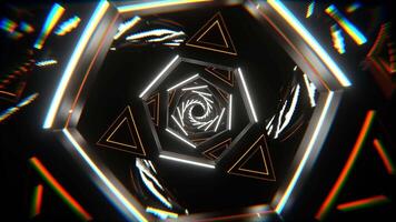 Orange and White Flashing Triangle Mirror Tunnel Background VJ Loop in 4K video