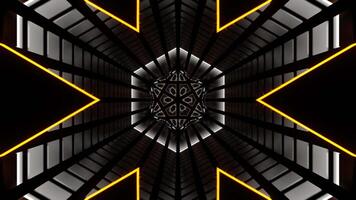 Whiten and Orange Neon Glow Hexagonal Tunnel Background VJ Loop in 4K video
