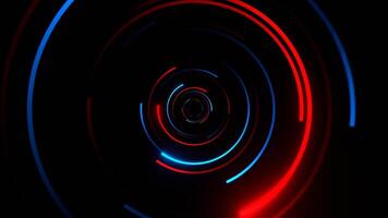Red and Blue Neon Circles in Mirror Tunnel Background VJ Loop in 4K video