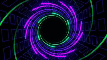 Purple and Turquoise Neon Spiral in Hexagonal Tunnel Background VJ Loop in 4K video