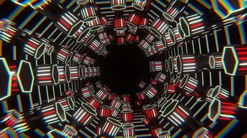 Red and White Rotating Mechanism Tunnel Background VJ Loop in 4K video
