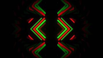 Red and Green Neon Light Elements Mirror Tunnel Background VJ Loop in 4K video