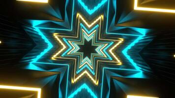Cyan and Yellow Large Number of Neon Angles Background VJ Loop in 4K video