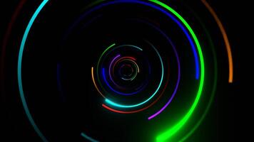 Multicolor Neon Circles in Mirror Tunnel Background VJ Loop in 4K video