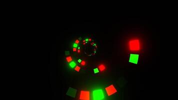 Green and Red Movement of Squares in Rings Background VJ Loop in 4K video