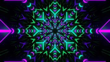 Purple and Turquoise Snowflake Type Tunnel Background VJ Loop in 4K video