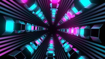 Cyan and Pink Strobe Shape Tunnel Background VJ Loop in 4K video