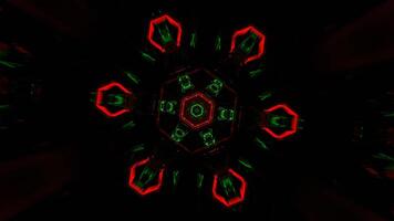 Green and Red Strobe Hexagoned Tunnel Background VJ Loop in 4K video