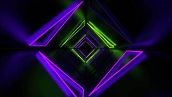 roxa e verde néon triângulos túnel fundo vj ciclo dentro 4k video