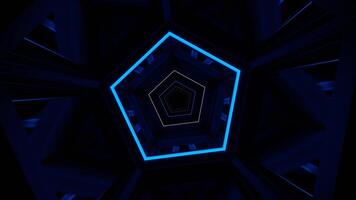 Blue and White Mirrored Pentagonal Tunnel Background VJ Loop in 4K video
