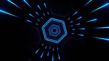 Blue Neon Hexagon Futuristic Tunnel Background VJ Loop in 4K video