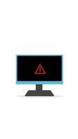 monitor and exclamation mark to wait to clean the virus with white background. video