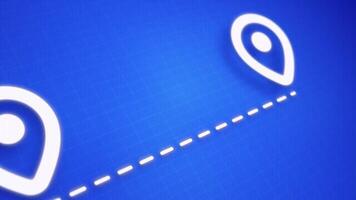 close up map pin icon animation, animated travel navigator in blue background suitable for motion design about travel, adventure, and journey video