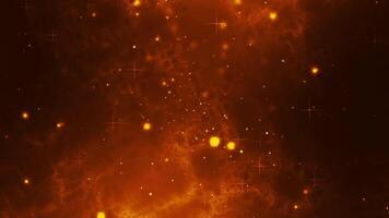Animated orange space galaxy background suitable for motion graphic about outer space animation, solar eclipse, cloudy texture video