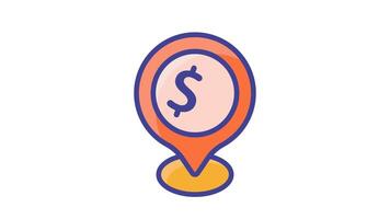 Animated location pin with a dollar sign inside video