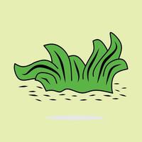 Abstract artistic depiction of green grass blades hand-drawn style on a pastel light background. vector