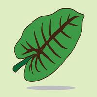 Green Tropical Leaf Illustration with Minimalist Style on Light Background vector