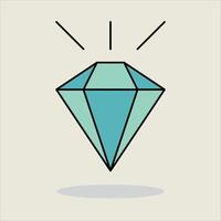 Stylized drawing of a sparkling blue diamond with a modern, simple design on a neutral background. vector